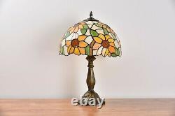 Retro Stained Glass Sunflower Tiffany Style Table Lamp Accent Lamp H18