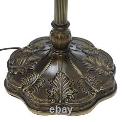 Retro Tiffany Floor Lamp with Adjustable Gooseneck & Blue Stained Glass Shade