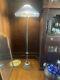 Retro Marble Base Floor Lamp With Stained Blue Glass Shade