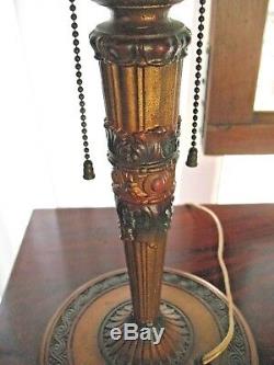 Reverse Painted / Stain glass Table Lamp Chicago 1918 Original Art Deco X Fine