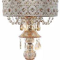 River of Goods 24 in. Gold Indoor Table Lamp with Champagne Jeweled Blossom Shade