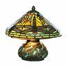 River Of Goods 9578 Stained Glass Dragonfly Table Lamp With Mosaic Base