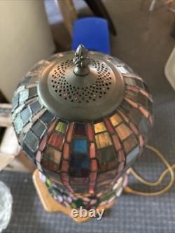 River of Goods Indoor Table Lamp with Stained Glass Hanging Lily Flower Base