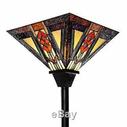 River of Goods Stained Glass Mission Style Southwestern Torchiere Floor Lamp