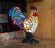 Rooster Bird Table Lamp Tiffany Style Accent Stained Glass Pattern Night Light