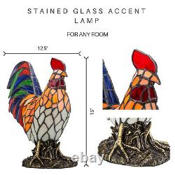 Rooster Bird Table Lamp Tiffany Style Accent Stained Glass Pattern Night Light