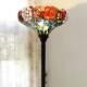 Rose Floral Theme Tiffany Style Stained Glass Traditional Torchiere Floor Lamp