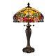 Rose Lamp Tiffany Victorian Style Table Stained Glass Vintage Shade Light Desk