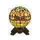 Round Tiffany Style Dragonfly Dark Bronze Stained Glass Accent Table Lamp 10in