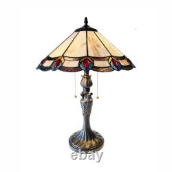 Ryce Peacock Tiffany-Style 2-Light Geometric Stained Glass Table Lamp