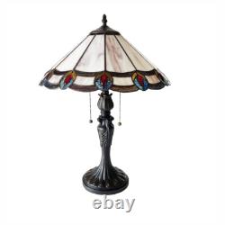 Ryce Peacock Tiffany-Style 2-Light Geometric Stained Glass Table Lamp