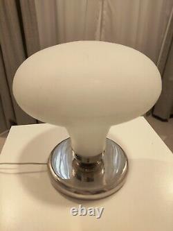 SPACE AGE TABLE LAMP 1970s LARGE SHAPED WHITE GLASS 14 INCHES