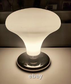 SPACE AGE TABLE LAMP 1970s LARGE SHAPED WHITE GLASS 14 INCHES