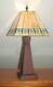 Stained Glass Lamp Bronze Prairie Arts & Crafts Mission Square Shade Modern