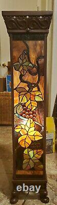 STAINED GLASS PILLAR FLOOR LAMP PLANT STAND Vintage 3.5 FT TALL