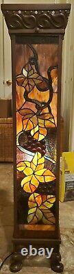STAINED GLASS PILLAR FLOOR LAMP PLANT STAND Vintage 3.5 FT TALL