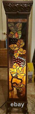 STAINED GLASS PILLAR FLOOR LAMP PLANT STAND Vintage 3.5 FT TALL