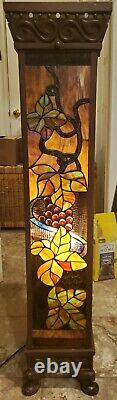 STAINED GLASS PILLAR FLOOR LAMP PLANT STAND Vintage 3.5 FT TALL