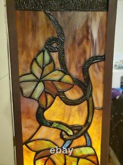 STAINED GLASS PILLAR FLOOR LAMP PLANT STAND Vintage 3.5 FT TALL