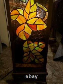 STAINED GLASS PILLAR FLOOR LAMP PLANT STAND Vintage 3.5 FT TALL