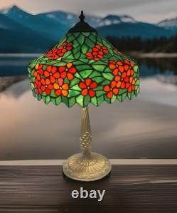 Salem Brothers Tiffany Style Leaded Stained Glass 23 Table Lamp Signed