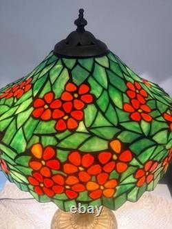 Salem Brothers Tiffany Style Leaded Stained Glass 23 Table Lamp Signed