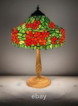 Salem Brothers Tiffany Style Leaded Stained Glass 23 Table Lamp Signed