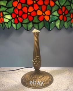 Salem Brothers Tiffany Style Leaded Stained Glass 23 Table Lamp Signed