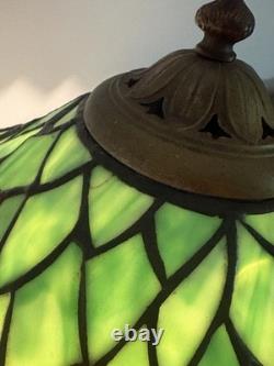 Salem Brothers Tiffany Style Leaded Stained Glass 23 Table Lamp Signed