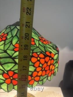 Salem Brothers Tiffany Style Leaded Stained Glass 23 Table Lamp Signed