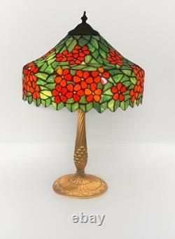 Salem Brothers Tiffany Style Leaded Stained Glass 23 Table Lamp Signed