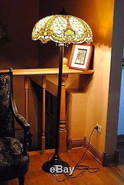 Scarce Arts&Crafts, Art Nouveau Williamson Leaded Stained Slag Glass Floor Lamp