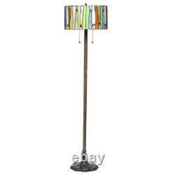 Serena D'Italia Floor Lamp Contemporary Tiffany Style Striped Bronze 2-Light