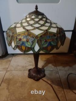 Serena D'italia Glass Table Lamp Tiffany Style Elegant Blue/Red