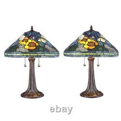 Serena D'italia Table Lamp Set 23 Decorative Stained Glass Metal Multi-Colored