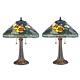 Serena D'italia Table Lamp Set 23 Decorative Stained Glass Metal Multi-colored