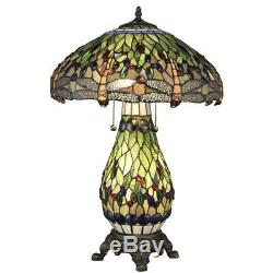 Serena D'italia Tiffany Dragonfly 25 in. Bronze Table Lamp with Lit