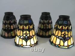 Set 4 Tiffany Style Stained Glass Lamp Replacement Shades Bell Shape Slag