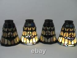 Set 4 Tiffany Style Stained Glass Lamp Replacement Shades Bell Shape Slag