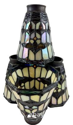 Set 4 Tiffany Style Stained Glass Lamp Replacement Shades Bell Shape Slag