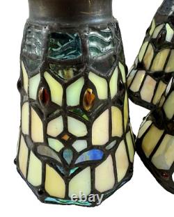 Set 4 Tiffany Style Stained Glass Lamp Replacement Shades Bell Shape Slag