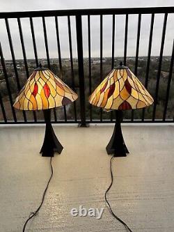Set Of 2 Tiffany Style Stained 28 Table Lamps FREE SHIPPING