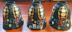 Set of 3 Stained Glass Slag Glass Tiffany Style Lamp Shades