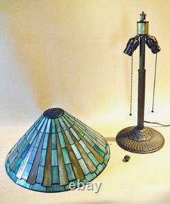 Signed Antique Arts Crafts Handel Era Stain Leaded Vintage Glass Lamp, 1910