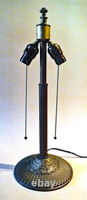 Signed Antique Arts Crafts Handel Era Stain Leaded Vintage Glass Lamp, 1910
