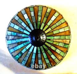 Signed Antique Arts Crafts Handel Era Stain Leaded Vintage Glass Lamp, 1910