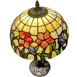 Signed Dale Tiffany Floral Stained Glass Accent Table Lamp Art Nouveau Mosaic