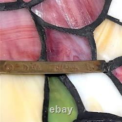 Signed Dale Tiffany Floral Stained Glass Accent Table Lamp Art Nouveau Mosaic