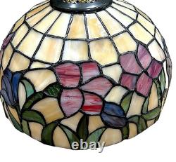 Signed Dale Tiffany Floral Stained Glass Accent Table Lamp Art Nouveau Mosaic