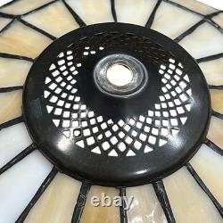 Signed Dale Tiffany Floral Stained Glass Accent Table Lamp Art Nouveau Mosaic